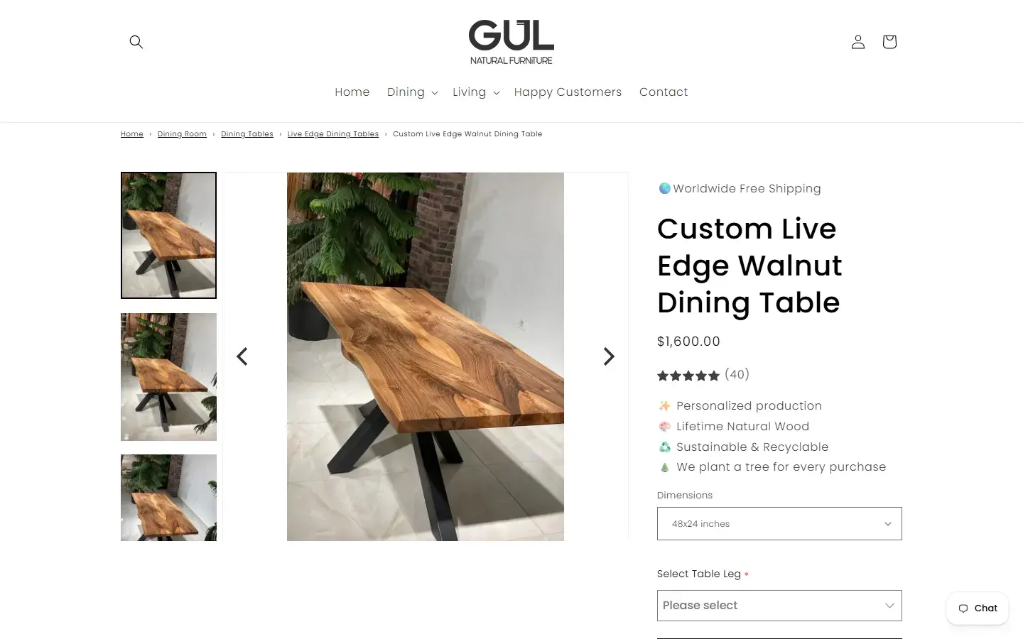 Gul Natural ürün sayfası ekran görüntüsü
