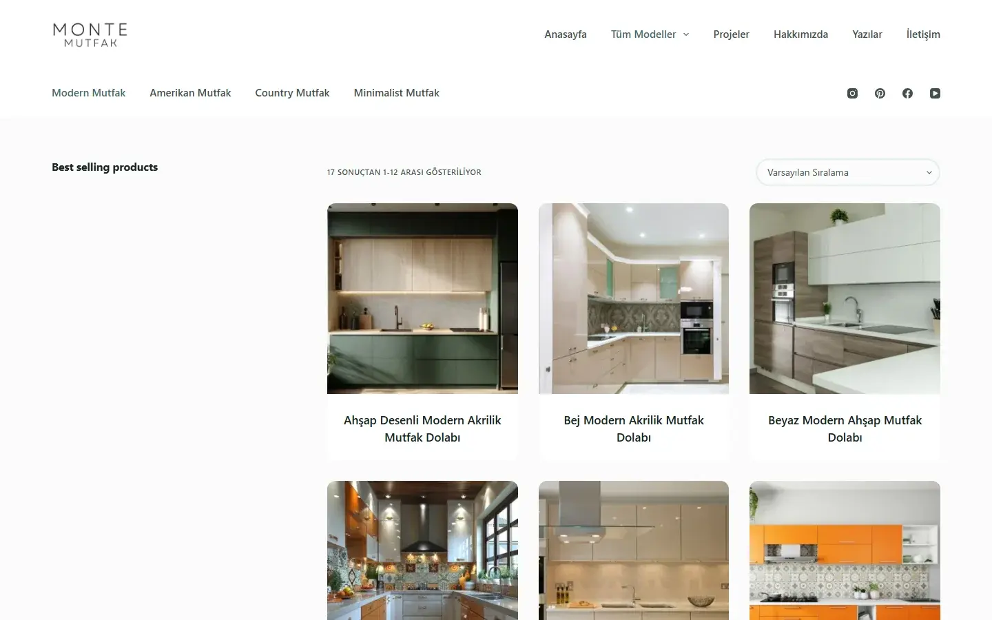 Monte Mutfak category page screenshot