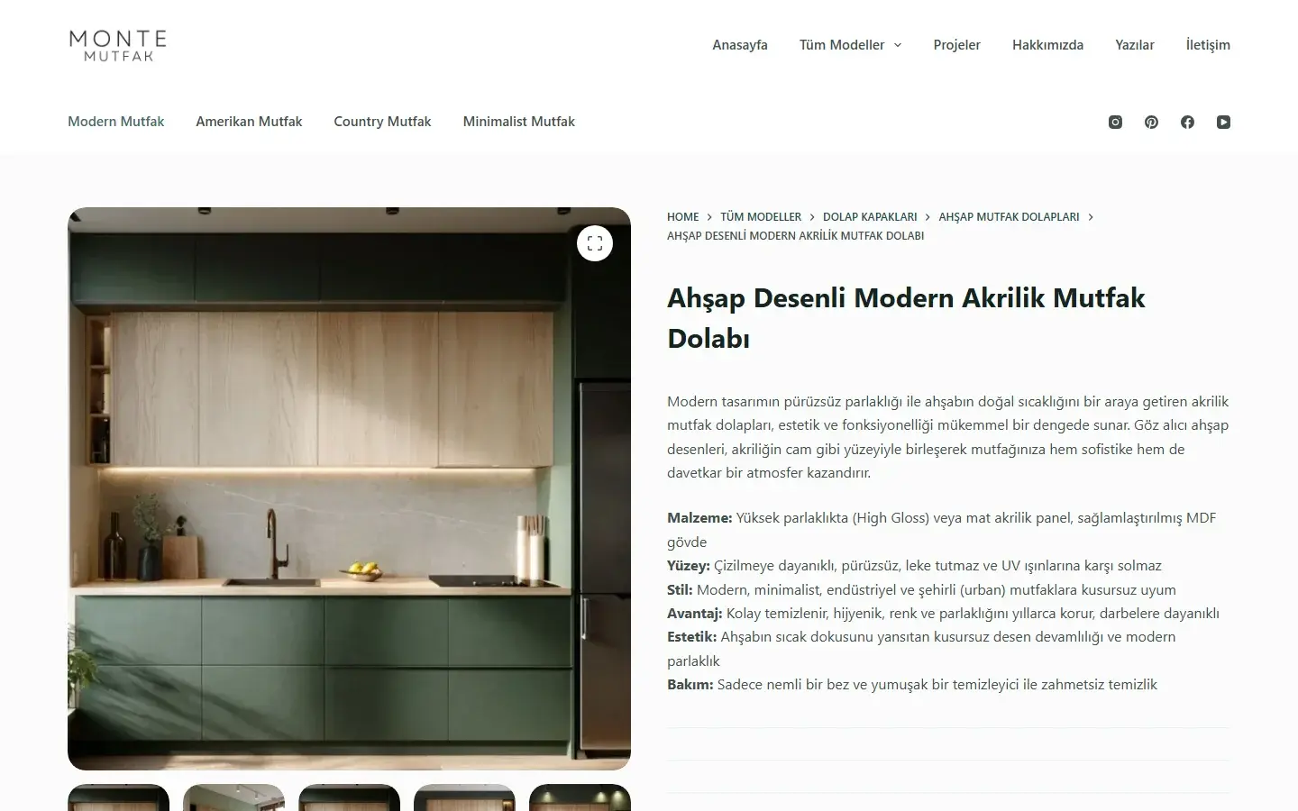 Monte Mutfak product page screenshot